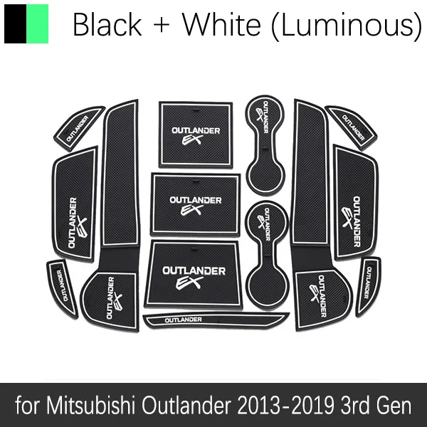White Outlander13-18 Противоскользящие резиновые ворота слот чашки коврик для Mitsubishi ASX Lancer EVO X Outlander Pajero Sport Eclipse кросс-аксессуары наклейки - Название цвета: White Outlander13-18