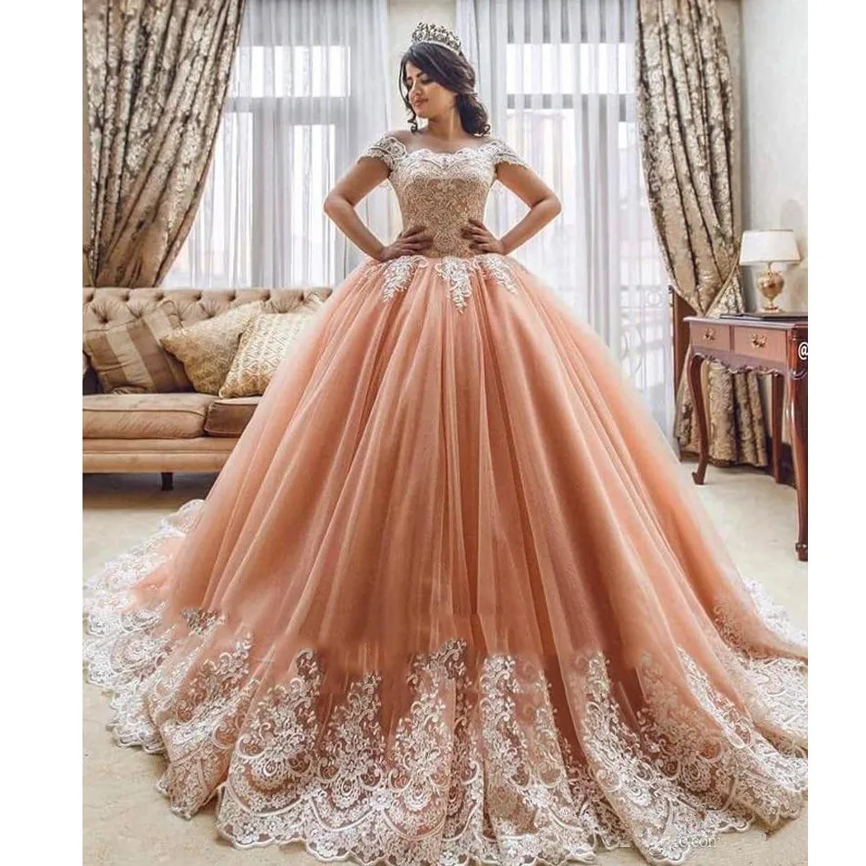 Ball Gown Quinceanera Dresses 2019 Off the Shoulder Sweet 16 Appliques Lace Edged Vestidos de 15 Puffy Pageant Dress | Свадьбы и