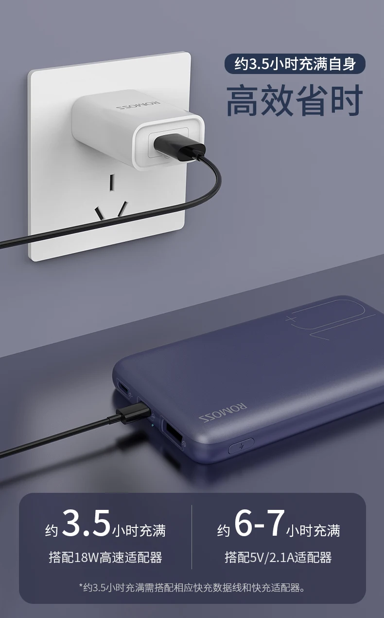 ROMOSS 10W Быстрый Беспроводной Зарядное устройство Мощность банк 10000mAh& 18 Вт QC 3,0 Быстрая зарядка для iPhone 8/8 Plus/X/XS max S10 S9 S8 Note8/9