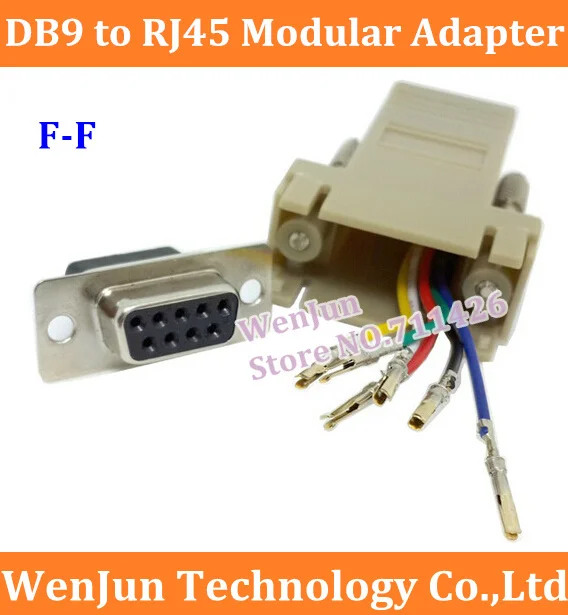 Verkaufen Dhl-freies Verschiffen Db9 Zu RJ45 Buchse F/F RS232 Modulare Hochfrequenz-koaxial-stecker-adapter-konverter Extender