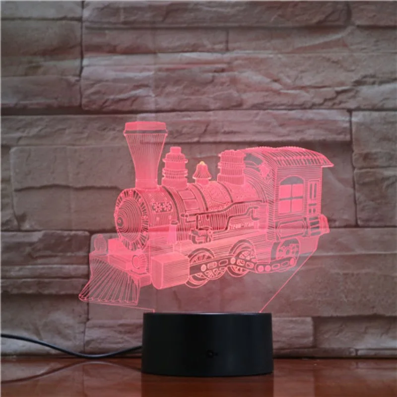 Новинка светодиодный ночник Паровозик локомотив 3D светильник ing светодиодный светильник домашний декор прикроватный светильник-вспышка ночной Светильник подарки для детей