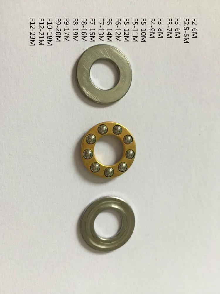 F2-6M F2.5-6M F3-6M F3-7M F3-8M F4-9M F5-10M F5-11M F5-12M F6-12M F6-14M F7-13M F7-15M F8-16M Axial Ball Thrust Bearing Brand |