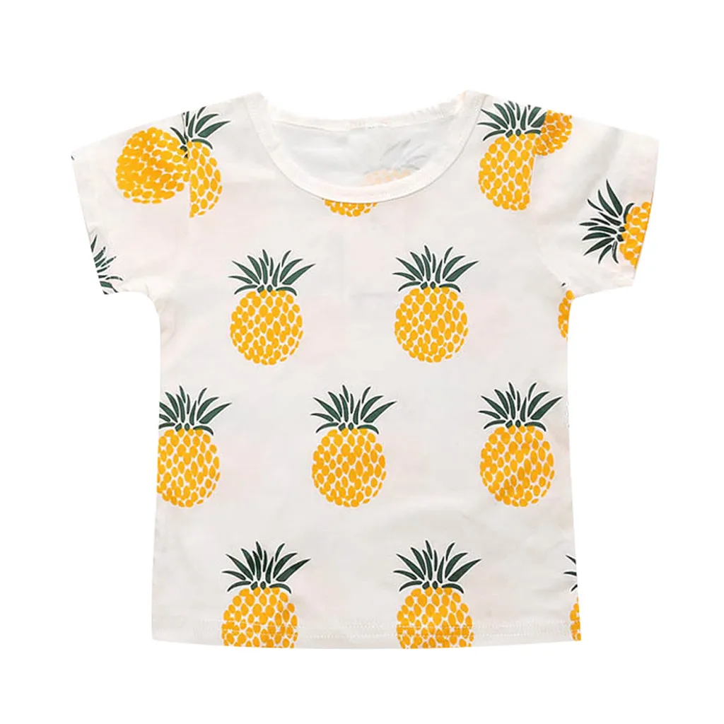 Детские топы малыши дети девочки мальчики Мультяшные фрукты ананас принт