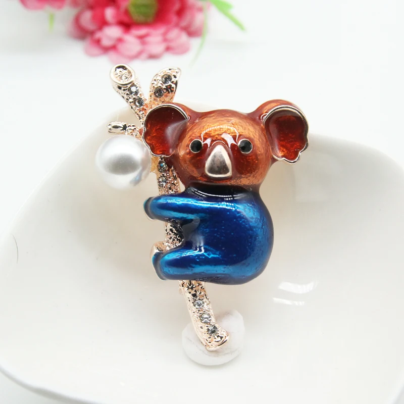 RHao эмаль нескольких цветов мишка коала брошь на заколках Красивая синяя одежда