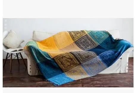 colorful plaid pattern towel blanket sofa cover for chair thread tassel home decor anti slip carpet tapestry | Дом и сад