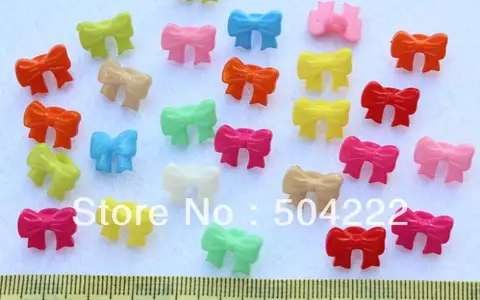 Набор из 400 шт конфетных красочных пластиковых ХВОСТОВИКОВ кавайных бантиков с пуговицами 15 мм-sk0074a