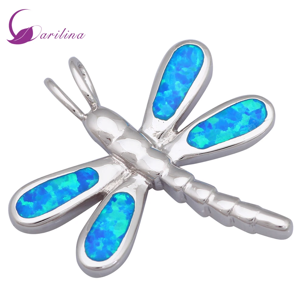 

New Statement Jewelry Silver Color Blue Opal Pendant For Teen Girls Fashion Jewelry P245