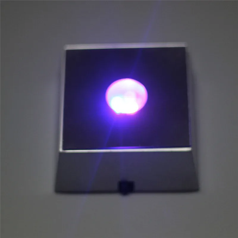 3 LEDs Luminous Base Light Crystal Glass Transparent Objects Display Colorful Square Figurine Stand | Лампы и освещение