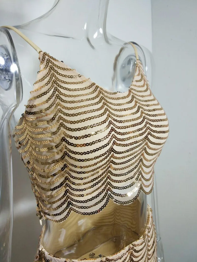 Европа Стиль Сексуальная V шеи жгут золото блестками платье Спагетти ремень