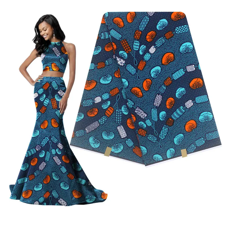 

2019 Ankara African cotton Wax Prints Fabric cotton wax High Quality 6 yards African Fabric for Party Dress H190421