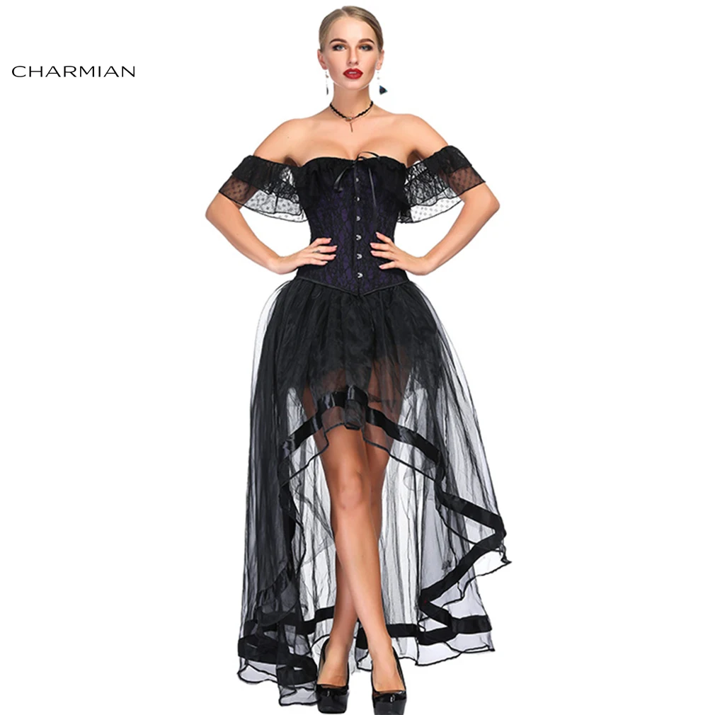 Женский атласный корсет Charmian готический зеленый и фиолетовый с открытыми