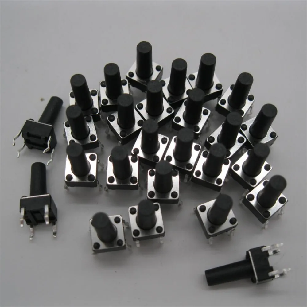 100pcs 6x6x12MM 4PIN Tactile Tact Push Button Micro Switch Direct Touch micro switch black 6*6*12 keys button DIP 4pin | Обустройство
