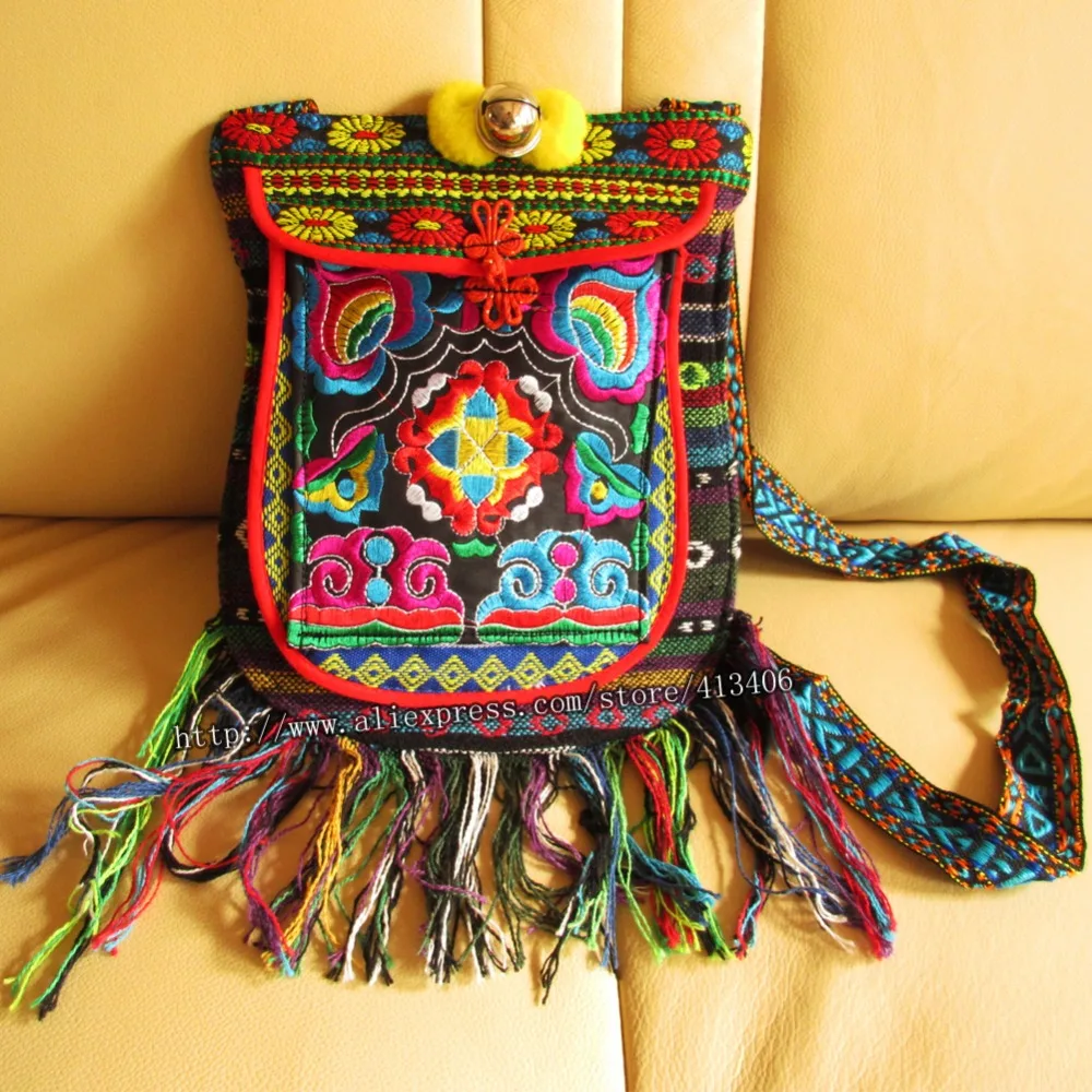 Винтажная Этническая тайская индийская Бохо сумка на плечо Hmong женская льняная