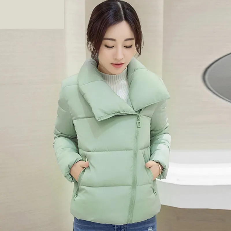 pea green UHYTGF, зимние женские хлопковые пальто,, корейский стиль, плюс размер, короткий пуховик, хлопок, теплое пальто, для девушек, модное, элегантное, Студенческая куртка для женщин, 401 - Цвет: pea green