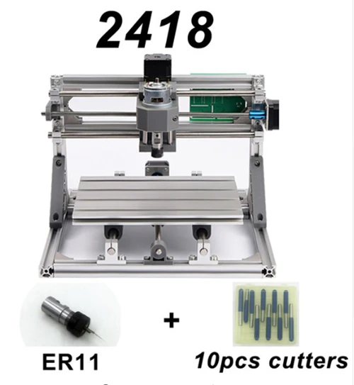 2418 full kits CNC 2418 с ER11, diy мини лазерный гравировальный станок с ЧПУ, Pcb фрезерный станок, резьба по дереву маршрутизатор, cnc2418 гравировка мини DIY - Цвет: 2418 full kits
