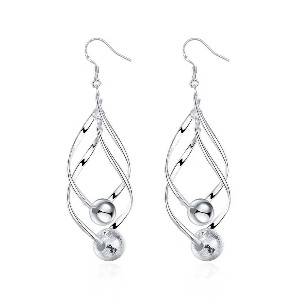 beautiful women earrings 925 jewelry silver fashion beads charm for free shipping high quality | Украшения и аксессуары