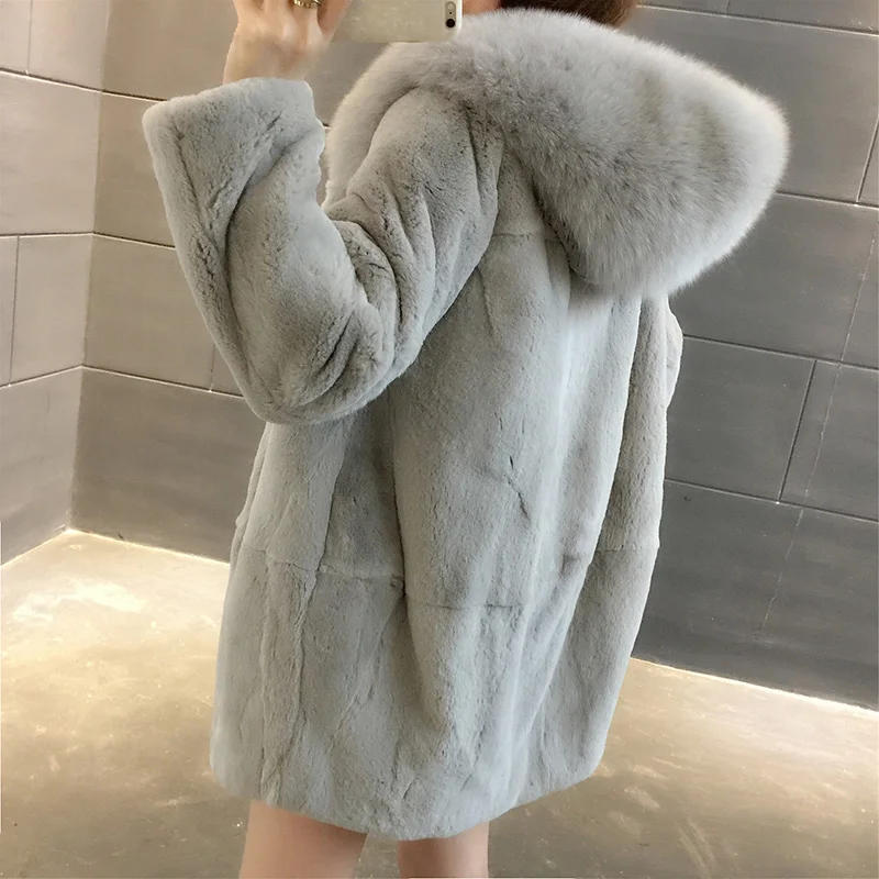 2019 новые женские пальто из натурального меха кролика Рекс большие размеры с