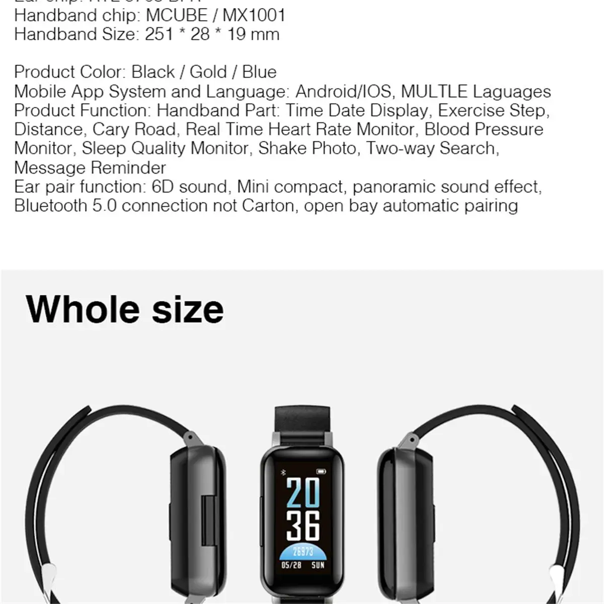 696 T89 спортивный умный Браслет многофункциональная bluetooth-гарнитура комбинированный спортивный для вождения Смарт-часы водонепроницаемые унисекс