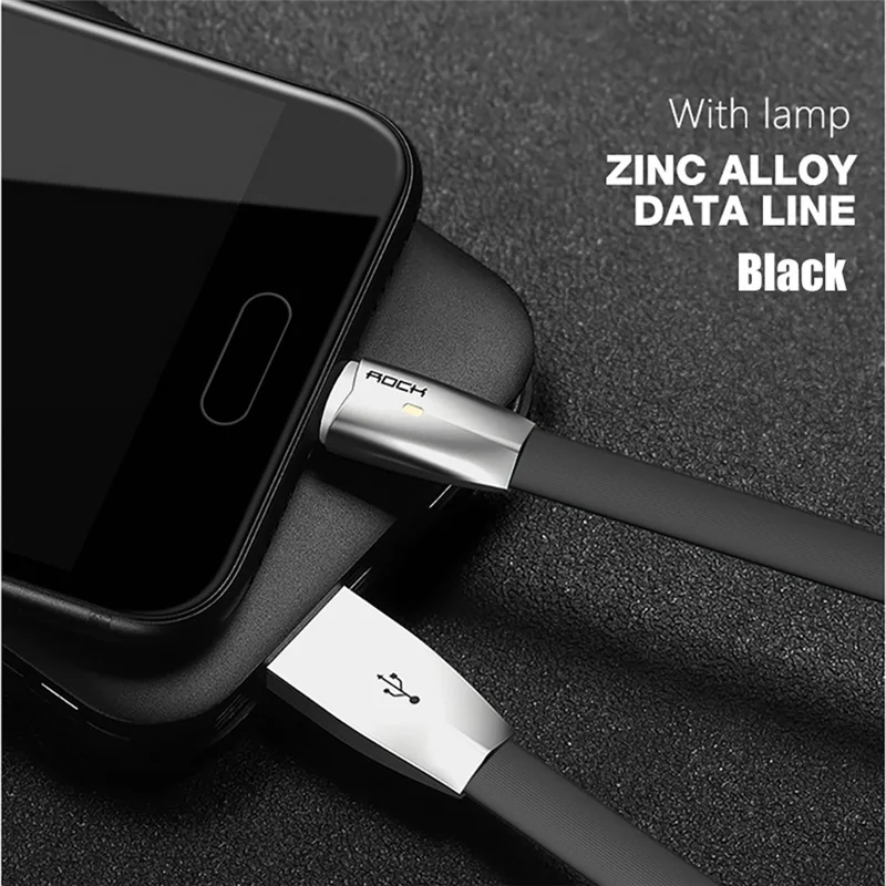 Светодиодный кабель Micro USB ROCK 2A 3D светодиодный светильник из цинкового сплава для