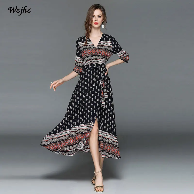 2018 Для женщин платье с принтом в стиле ретро геометрический принт шить