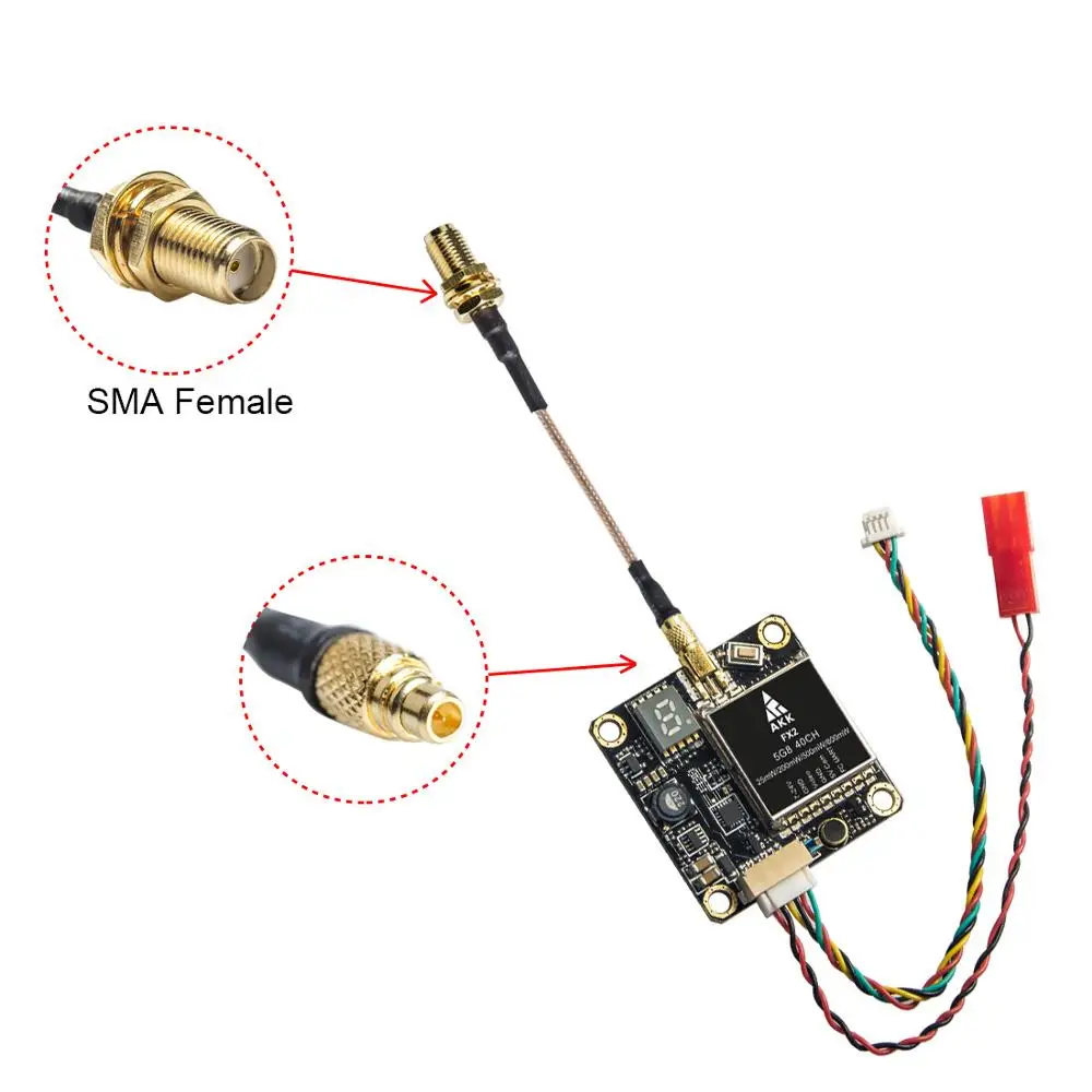 АКК FX2 5,8 ГГц 0,01/25/200/500/800 МВт 40CH переключаемый передатчик FPV с UART Поддержка серверный компьютером с экранным меню настройки по Betaflight Fligh - Цвет: FX2-SMA Female