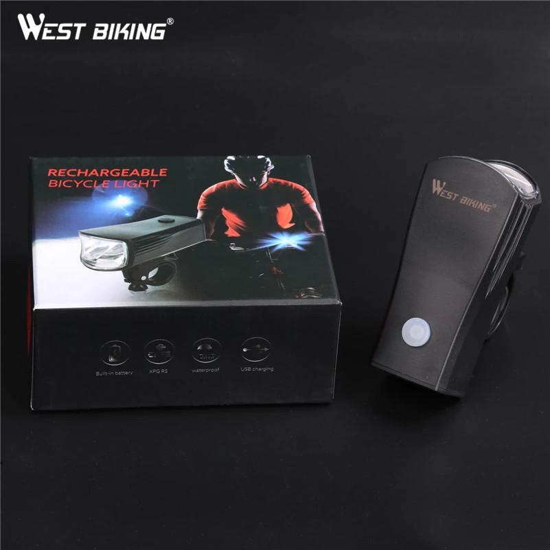 WEST BIKING USB Перезаряжаемый велосипедный фонарь передний руль светодиодный s