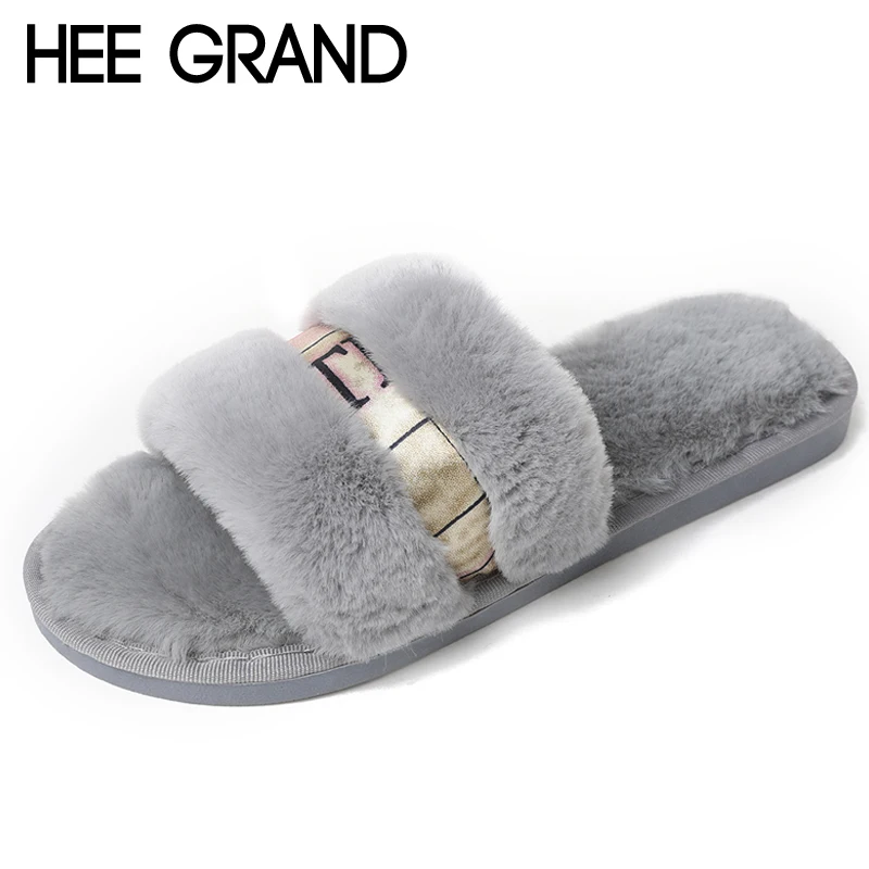 HEE GRAND/меховые тапочки обувь на платформе 2019 г. женские зимние шлепанцы толстой
