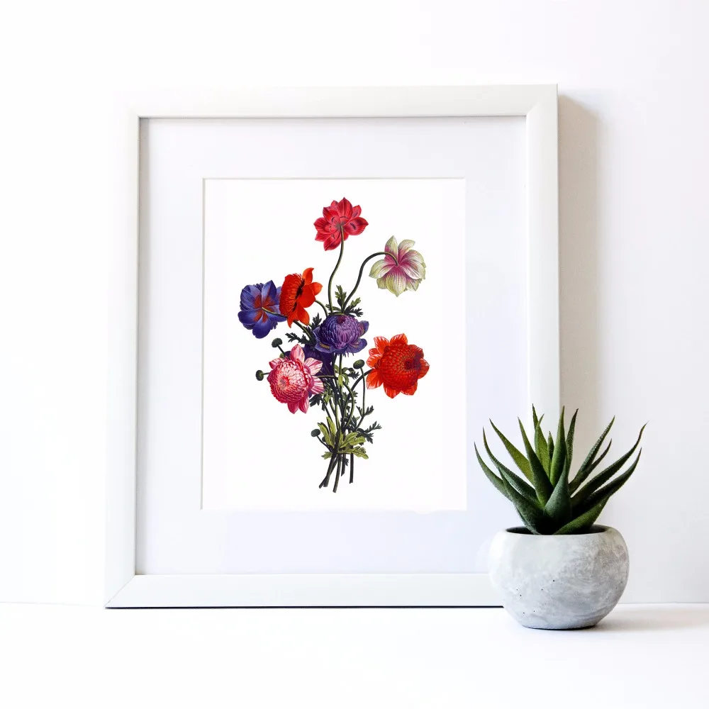 Винтажный цветочный узор на холсте художественный принт постер для рисования