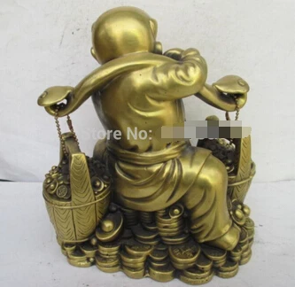 Бесплатная доставка Древняя китайская Бронзовая статуэтка процветающей бизнес