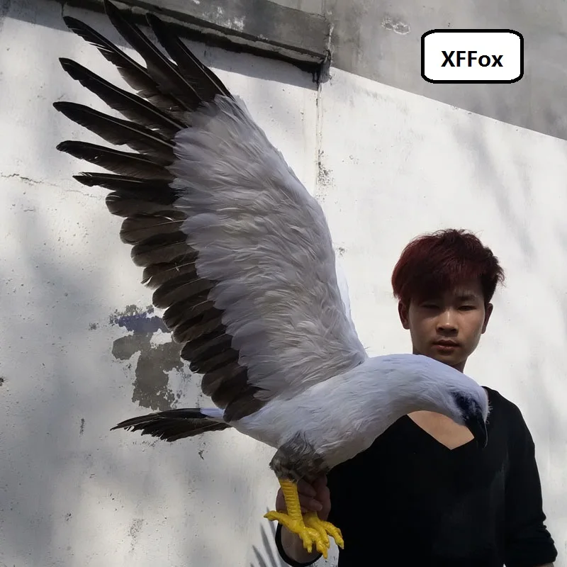 

huge simulation white&gray eagle model foam&feather wings eagle bird toy gift about 90x45cm xf0910