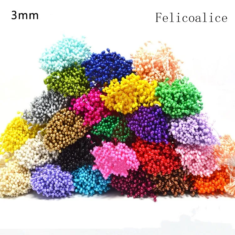 

Felicoalice 1000pcs 3mm Double Heads Mini Flower Stamen Pistil Wedding Decoration DIY Fake Christmas Scrapbook Accessories