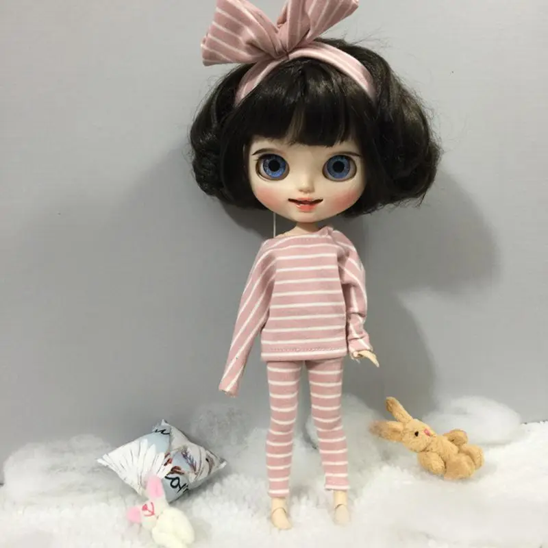 2 шт./компл. Blyth Doll's Clothes полосатый пижамный комплект топ + штаны для рубашки Barbi