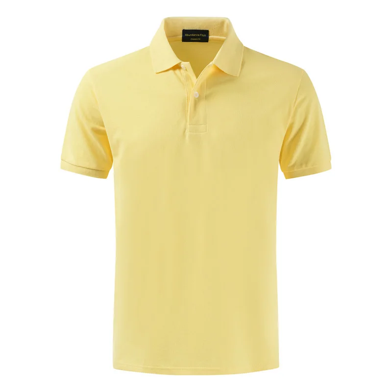 Yellow Большие размеры, XS-4XL, высокое качество, лето, мужские рубашки поло с коротким рукавом, хлопок, одноцветные, повседневные, с отворотом, футболки, мужские топы - Цвет: Yellow