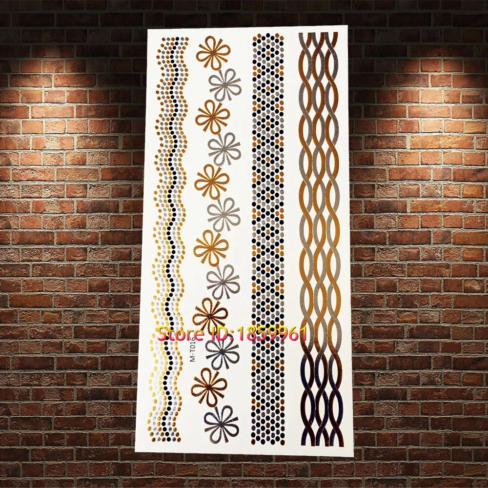 1 шт. Уникальная Золотая вспышка металлическая временная татуировка женский боди