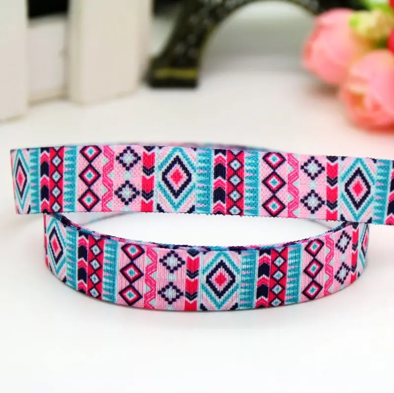 

DHK 5/8'' 5yards Fold Elastic FOE tribal printed headband headwear hairband diy decoration wholesale C506