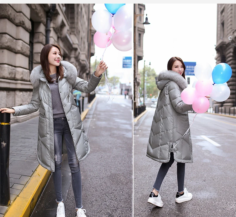 

2017 winter new hooded thick down jacket for womens fur collar warm plus size coat