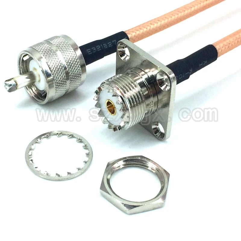 JX 1 шт. PL259 UHF штекер на гнездо SO239 фланец 4 отверстия Панельное крепление RG142