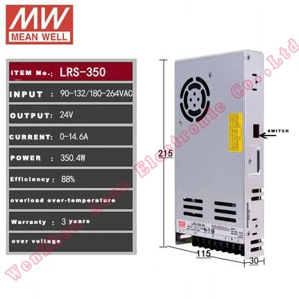 Оригинальный MEAN WELL LRS 350 одинарный выход Вт 5 В 12 24 36 48 источник питания meanwell UL CB CE