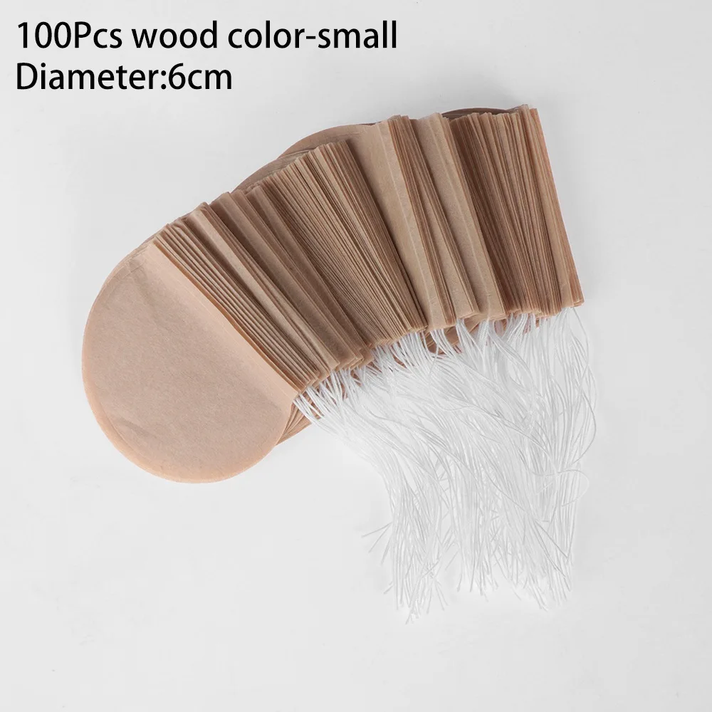 wood color-small 100 шт./упак. круглый Чай сумки пустые Ароматические Чай сумки фильтр для заварки с струнной уплотнение Бумага Чай сумки для травяной листовой чай - Цвет: wood color-small