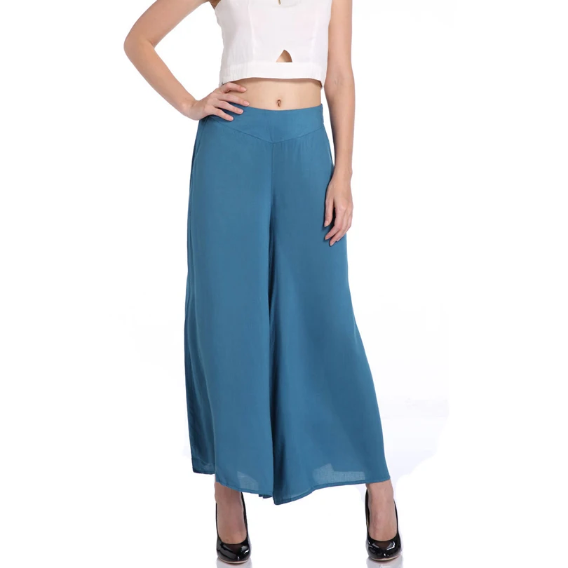 Yzfrks Для женщин широкую ногу длинные Брюки для девочек полной длины свободные