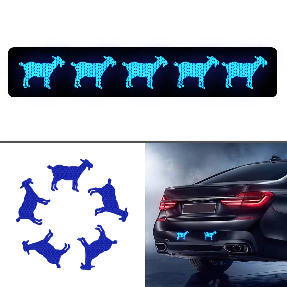 10Pcs Goat Shape Reflective Strips Car Self Adhesive Reflector Stickers Motorcycle Bicycle Funny Decoration Decals | Автомобили и