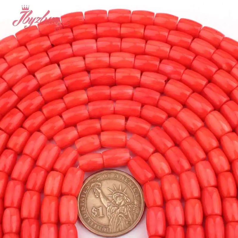 8x10 7x10mm Smooth Column Orange Coral Beads Natural Stone For DIY Necklace Bracelets Jewelry Making 15&quot Free Shipping | Украшения и