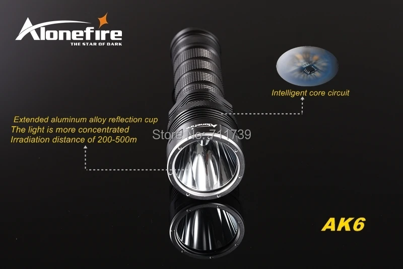 AloneFire AK6 CREE XM-L2 LED 5 режимов супер верхний луч облучения фонарик для 26650 - Фото №1