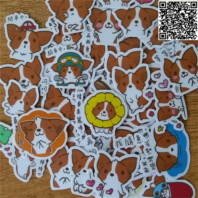 40 штук маленький корги водонепроницаемый мультяшный стикер для декора стен