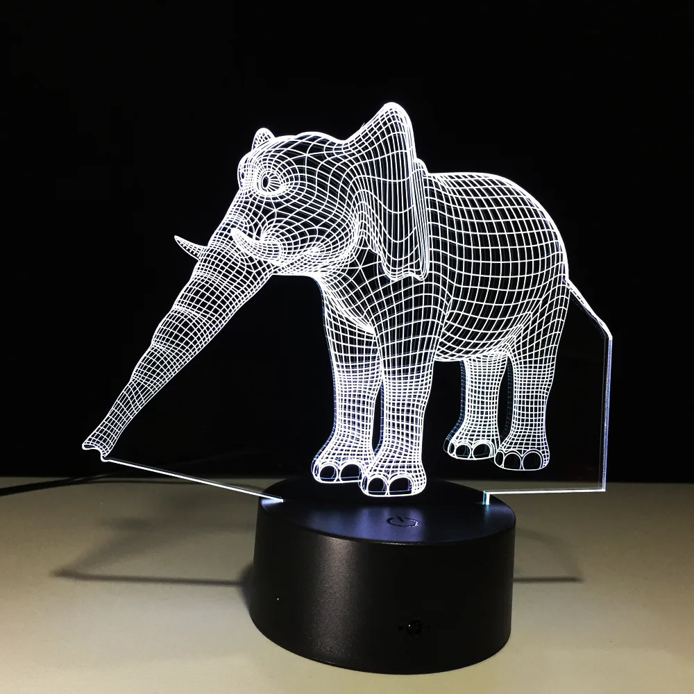 Восхитительный элегантный светильник в виде слона с 3D эффектом иллюзии