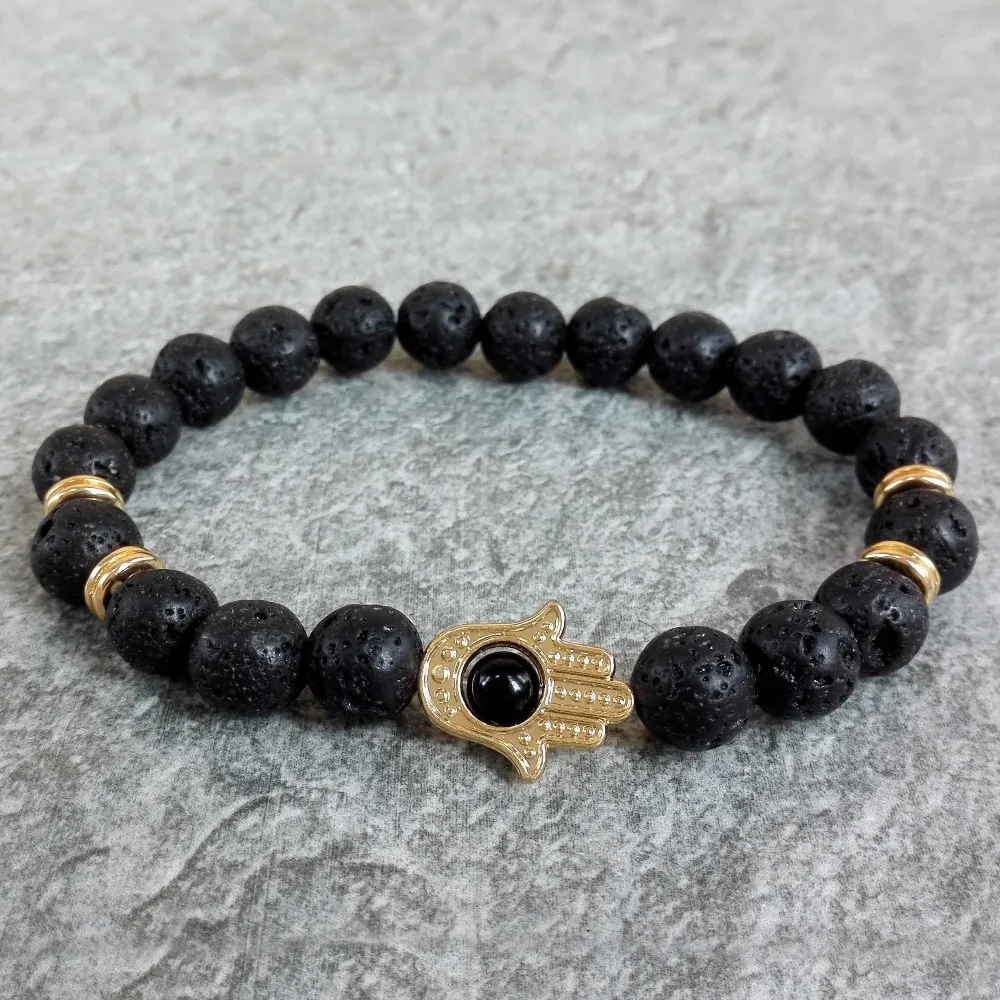 2017 модный мужской браслет ювелирные изделия 8 мм черная лава энергетические