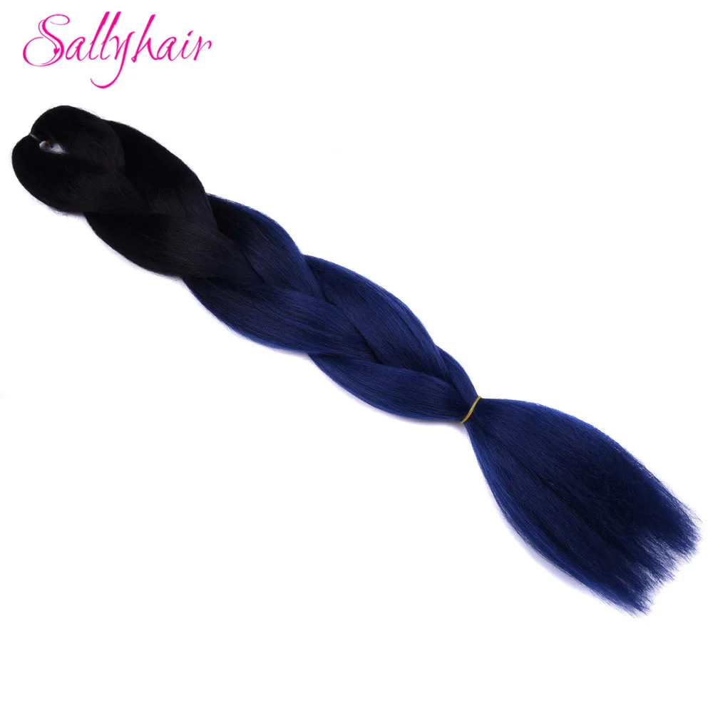 P18/22 Sallyhair Омбре плетение волос для наращивания 2 тона цвет 1 упаковка 24 дюйма Высокая температура Большие синтетические косы объемные волосы черный - Цвет: P18/22