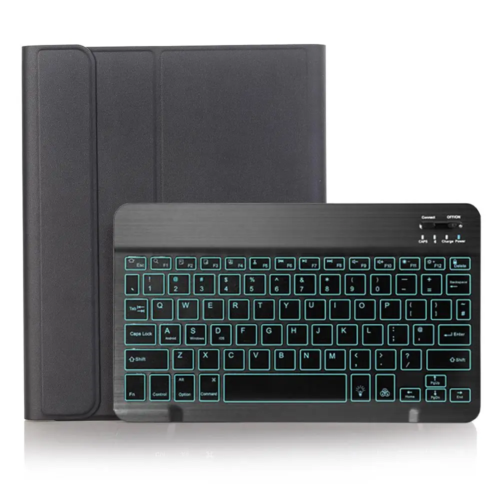 Black with Black Чехол для клавиатуры с подсветкой для iPad Pro 11, чехол для клавиатуры с карандашом, чехол для клавиатуры, чехол для клавиатуры, кожаный чехол - Цвет: Black with Black