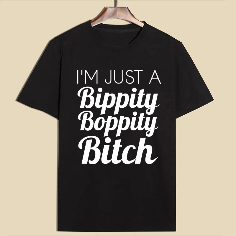 2017 Summer Women Short Sleeve Tee Casual O-Neck T-Shirt I'm Just A Bippity Boppity Print Tops Plus Size | Женская одежда