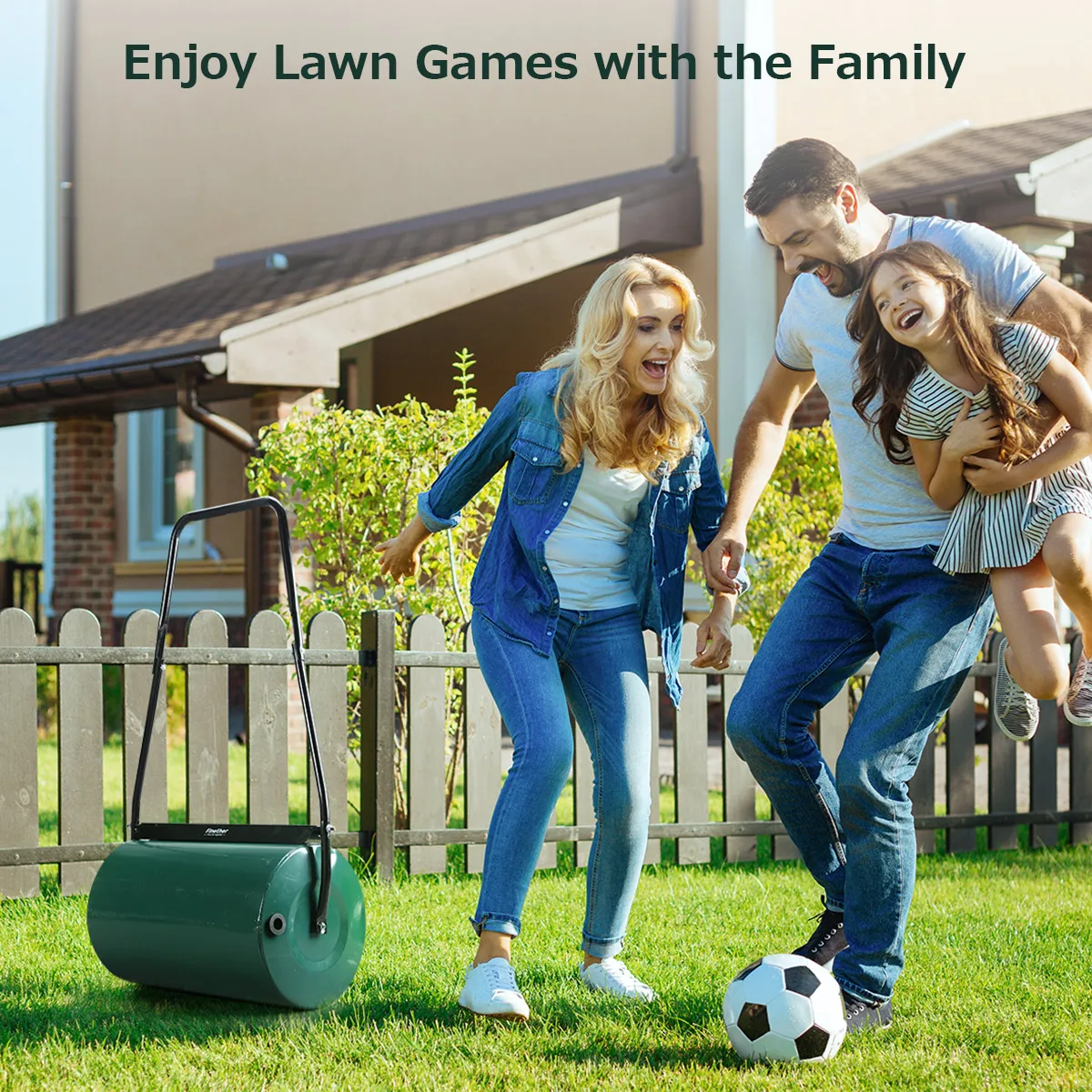 Finether 46L/30L Drum Lawn Roller with Scraper Bar Manual Garden Roller With Removable Drain Fill Plug Garden Tools
